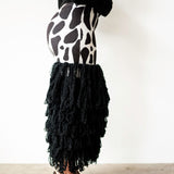Wura Knit Tassel Maxi Skirt in Black and White
