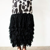 Wura Knit Tassel Maxi Skirt in Black and White