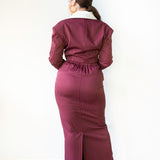 Ade Long Maxi Skirt in Maroon Pinstripe
