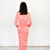 Ife Long Sleeve Draped Maxi Dress- Pink