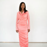 Ife Long Sleeve Draped Maxi Dress- Pink