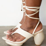 Lala Lace-Up Platform Sandals in Cream
