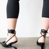 Lacy Lace-Up Unique Heel in Black