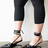 Lacy Lace-Up Unique Heel in Black