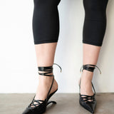Lacy Lace-Up Unique Heel in Black