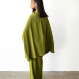 Tiwa Cape Top and Plisse Skirt Set in Olive Green