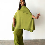 Tiwa Cape Top and Plisse Skirt Set in Olive Green