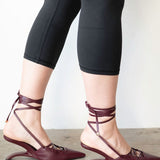 Lacy Lace-Up Unique Heel in Maroon