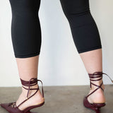 Lacy Lace-Up Unique Heel in Maroon