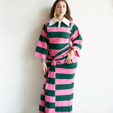 Onila Rugby Polo Maxi Dress in Pink and Green