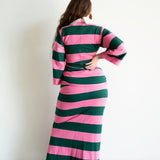 Onila Rugby Polo Maxi Dress in Pink and Green