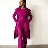 Amaya Power Suit Long Blazer Berry
