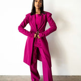 Amaya Power Suit Long Blazer Berry