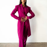 Amaya Power Suit Long Blazer Berry
