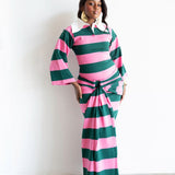 Onila Rugby Polo Maxi Dress in Pink and Green