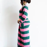 Onila Rugby Polo Maxi Dress in Pink and Green