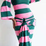 Onila Rugby Polo Maxi Dress in Pink and Green