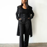 Amaya Power Suit Long Blazer in Black