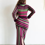 Asha Long Sleeve Collared Striped Knit Top