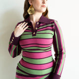 Asha Long Sleeve Collared Striped Knit Top
