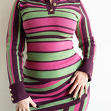 Asha Long Sleeve Collared Striped Knit Top