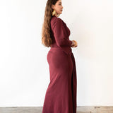 The Perfect Elevated T-Shirt Dress in Maroon