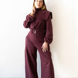 Uniq High Waisted Corset Barrel Pants in Plum