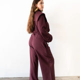 Uniq Exaggerated Shoulder Tracksuit Top in Plum