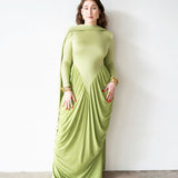 Luvie Long Sleeve Maxi Dress with Scarf in Apple Green