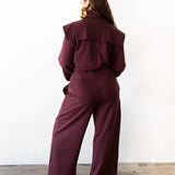 Uniq High Waisted Corset Barrel Pants in Plum
