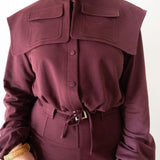 Uniq Exaggerated Shoulder Tracksuit Top in Plum