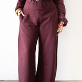 Uniq High Waisted Corset Barrel Pants in Plum