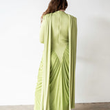 Luvie Long Sleeve Maxi Dress with Scarf in Apple Green