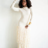 Tutu Long Sleeve Raffia Maxi Dress in Ivory