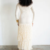 Tutu Long Sleeve Raffia Maxi Dress in Ivory
