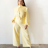 Uniq High Waisted Corset Barrel Pants in Butter Yellow