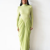Luvie Long Sleeve Maxi Dress with Scarf in Apple Green