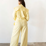 Uniq High Waisted Corset Barrel Pants in Butter Yellow