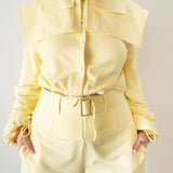 Uniq Exaggerated Shoulder Tracksuit Top in Butter Yellow