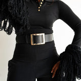 Ore Long Sleeve Knit Tassel Fringe Top in Black