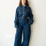 Statement High Waist Corset Barrel Jeans in Blue