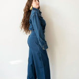 Statement High Waist Corset Barrel Jeans in Blue