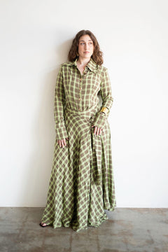 Ayaba Flowy Maxi Skirt with Shirt Ties