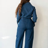Statement High Waist Corset Barrel Jeans in Blue