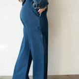 Statement High Waist Corset Barrel Jeans in Blue