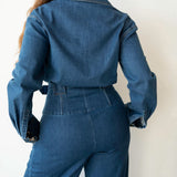 Statement High Waist Corset Barrel Jeans in Blue