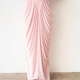 Luvie Long Sleeve Maxi Dress with Scarf in Baby Pink