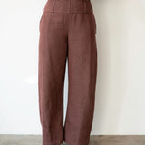Statement High Waist Corset Barrel Jeans in Maroon