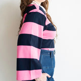 Onila Rugby Polo Top in Pink and Navy Blue