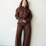 Statement High Waist Corset Barrel Jeans in Maroon